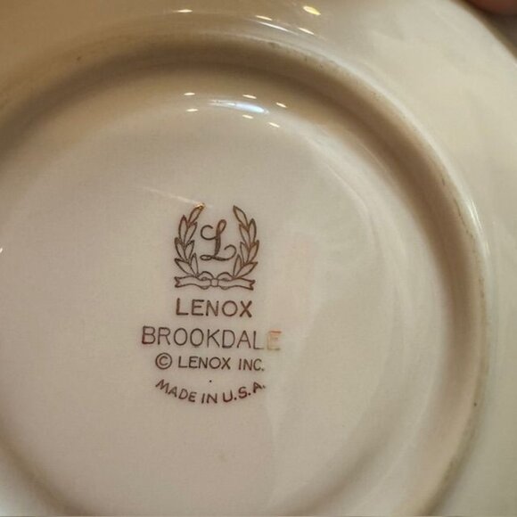 Lenox Brookdale China Set - Cup Saucer & Dinner Plate - Floral Design With Plati - Picture 8 of 13